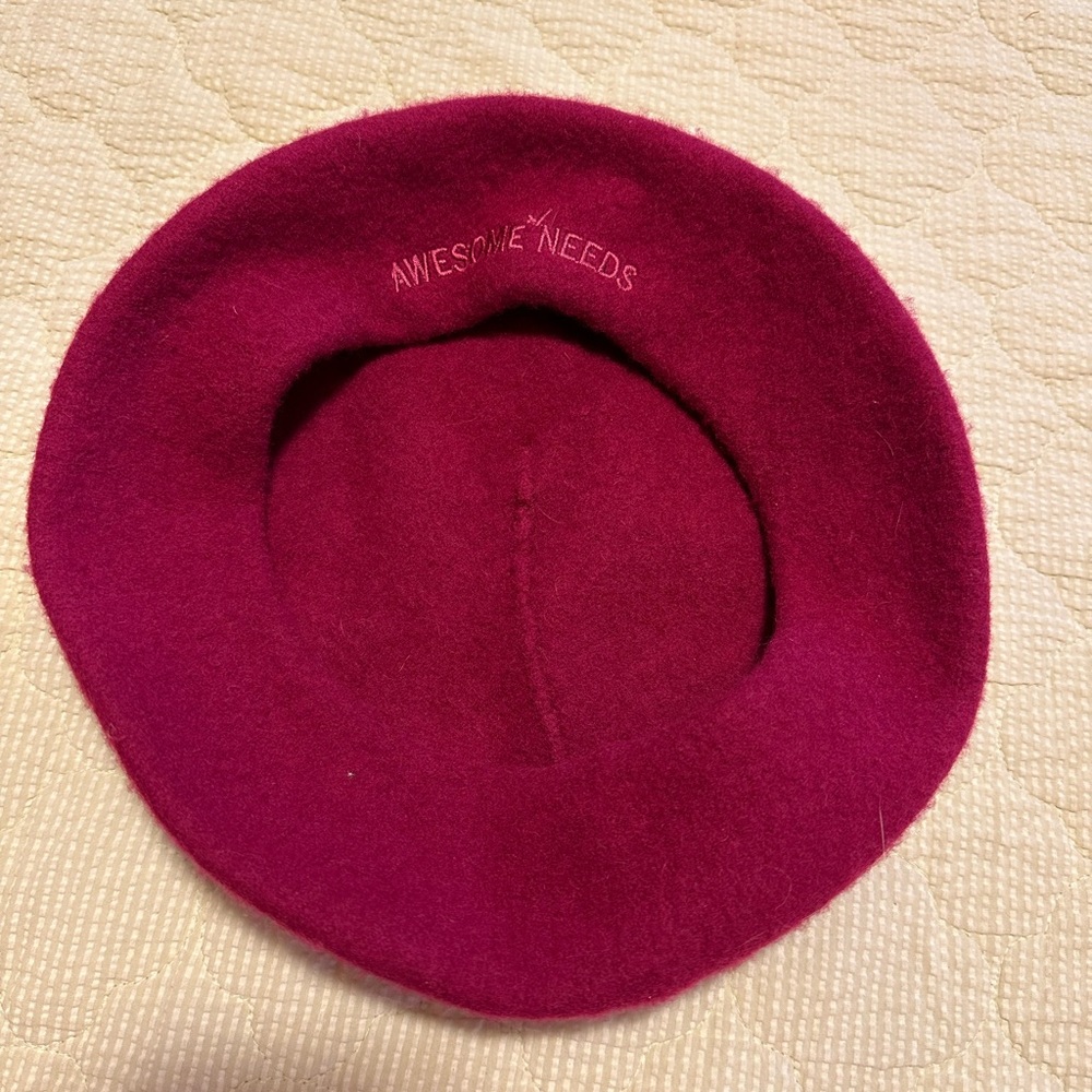 Solid Wool Magenta/Burgundy Beret